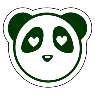 Heart Eyes Panda Sticker (Dark Green)